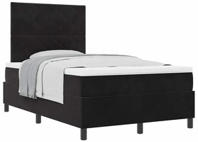 vidaXL Κρεβάτι με ελατήρια με στρώμα Μαύρο 120 x 200 cm Βελούδο