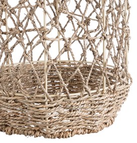 GloboStar® ECUADOR 02116 Boho Κρεμαστό Φωτιστικό Οροφής Μονόφωτο 1 x E27 AC220-240V IP20 - Φ23 x Υ50cm - Μπεζ Seagrass - Φύκι Πλέγμα Καμπάνα - 5 Χρόνια Εγγύηση