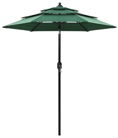 Ομπρέλα 3 Επιπέδων Πράσινη 2 μ. με Ιστό Αλουμινίου - Πράσινο