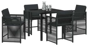 vidaXL Σέτ φαγητού για κήπο 5 pcs Μαύρο συνθετικό ρατάν
