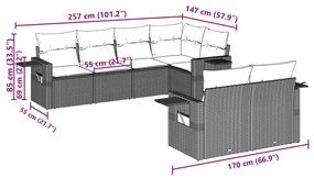 vidaXL Σαλόνι Κήπου Σετ 7 τεμ. Μπεζ Συνθετικό Ρατάν με Μαξιλάρια