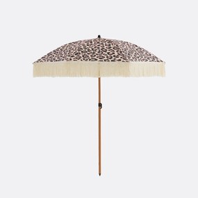 Ομπρέλα παραλίας με λεοπάρ σχέδιο και κρόσσια, SAVANA