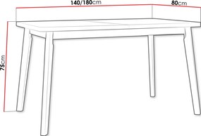 Επεκτεινόμενο τραπέζι Oslo - 140.00Χ80.00Χ75.00cm