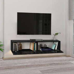 Έπιπλο τηλεόρασης επιτοίχιο Aristo Megapap με LED χρώμα μαύρο - εφέ μαρμάρου 135x31,6x25εκ.