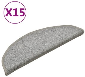 vidaXL Πατάκια Σκαλιών 15 τεμ. Ανοιχτό Γκρι Ημίκυκλα 56x17x3 εκ.