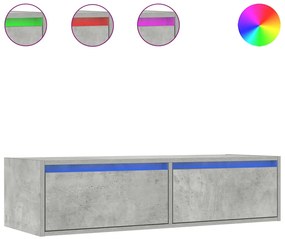vidaXL Έπιπλο Τηλεόρασης με LED Γκρι Σκυροδέματος 100X35,5x25 εκ.