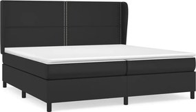vidaXL Κρεβάτι Boxspring με Στρώμα Μαύρο 200x200 εκ. Συνθετικό Δέρμα