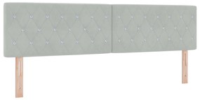 vidaXL LED Προσκέφαλο Κρυστάλλινου Κουμπιού Ανοιχτό Γκρι 90 εκ. Βελούδο