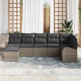 vidaXL Σετ Καναπέ με μαξιλάρι με αποθήκευση 7 pcs Γκρι συνθετικό ρατάν
