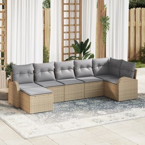 vidaXL Σετ Καναπέ Κήπου 7 pcs Μπεζ και Ανοιχτό γκρι 289 x 124 x 85 εκ