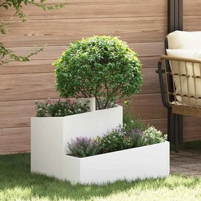 vidaXL Γλάστρα Κήπου Λευκό 60 x 60 x 50 εκ Ατσάλι