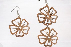 Σετ των 3 Intra απο ξύλο plywood  Χρώμα wenge 3mm-4mm πάχος - Σκουλαρίκι κοπής με λέιζερ, Σκουλαρίκι λουλουδιών Δίασταση 3x3 cm INTRAFABR-110737922