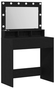 vidaXL Επιφάνεια Μακιγιάζ  με LED Φώτα, Μαύρη Δρυς, 79x41x135 εκ