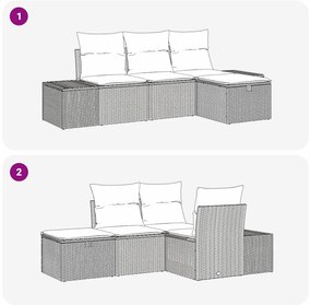 vidaXL Σετ Καναπέ Κήπου 4 pcs Μπεζ 55 x 62 x 69 εκ Πολυ ράταν