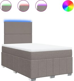 vidaXL Κρεβάτι Boxspring με Στρώμα Taupe 120x190 εκ. Υφασμάτινο