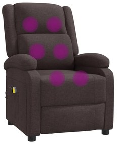 vidaXL Πολυθρόνα Μπερζέρα Μασάζ Σκούρο Καφέ Υφασμάτινη