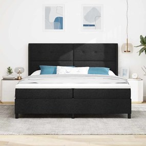 vidaXL Κρεβάτι με ελατήρια με στρώμα Μαύρο 200 x 200 cm ύφασμα