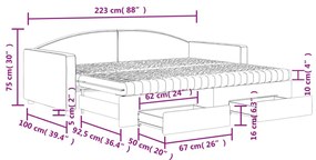 Καναπές Κρεβάτι Συρόμενος Taupe 90x200 εκ. Ύφασμα &amp; Συρτάρια - Μπεζ-Γκρι