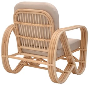 Πολυθρόνα Relmine rattan σε φυσική απόχρωση με μπεζ μαξιλάρι 71x75x80εκ