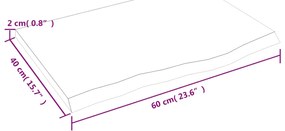 vidaXL Επιφ.Τραπεζιού Σκούρο Καφέ 60x40x2 εκ Επεξ. Μασίφ Ξύλο Δρυός