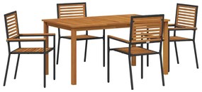 vidaXL Σέτ φαγητού για κήπο 5 pcs Μαύρο Στερεό Ξύλο Ακακίας