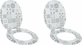 vidaXL Μαλακή κλειστή λεκάνη 2 pcs Μπλε και Λευκό Πορσελάνη