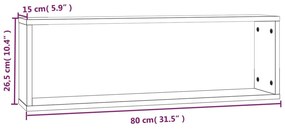 Ραφιέρες Τοίχου Κύβος 2 τεμ Καφέ Δρυς 80x15x26,5 εκ. Επεξ. Ξύλο - Καφέ