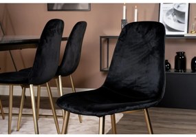 Venture Home Καρέκλες Τραπεζαρίας Polar 2 Τεμ Μαύρο Βελούδο&Ορείχαλκος