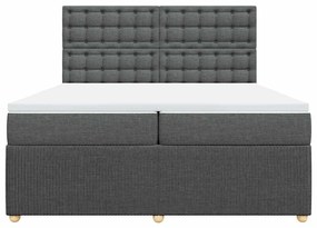 vidaXL Κρεβάτι Boxspring με Στρώμα Σκούρο Γκρι 200x200 εκ. Υφασμάτινο