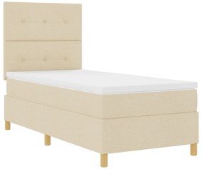 vidaXL Κρεβάτι Box Spring με Στρώμα & LED Κρεμ 90x200 εκ. Υφάσματος
