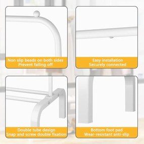 Διπλή Μεταλλική Κρεμάστρα Δαπέδου 110x55x150cm με 1 Ράφι - Άσπρο