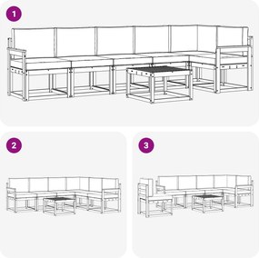 vidaXL Σειρά Καναπέ Εξωτερικού 7 pcs Άσπρο και Ανθρακί Πολυεστέρας