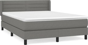 vidaXL Κρεβάτι Boxspring με Στρώμα Σκούρο Γκρι 140x200 εκ Υφασμάτινο