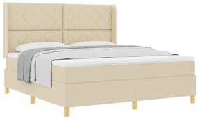 vidaXL κρεβάτι  με ελατήρια και στρώμα κρεμ 180x200 εκ υφασμάτινο