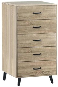 Συρταριέρα Adrenile mdf σε φυσική απόχρωση και μαύρο μεταλλικό πόδι 80x40x114εκ 80x40x114 εκ.