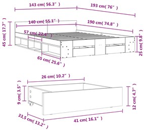 ΠΛΑΙΣΙΟ ΚΡΕΒΑΤΙΟΥ ΜΕ ΣΥΡΤΑΡΙΑ ΓΚΡΙ ΣΚΥΡ. 140X190 ΕΚ. ΕΠΕΞ. ΞΥΛΟ 3280765