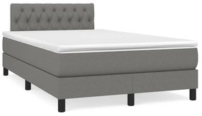 Κρεβάτι Boxspring με Στρώμα &amp; LED Σκ.Γκρι 120x190εκ. Υφασμάτινο