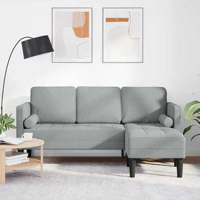 vidaXL Γωνιακός Καναπές 3-Θέσεων Ανοιχτό Γκρι 160 εκ. Υφασμάτινος