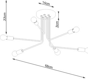 Sollux Φωτιστικό οροφής NORAH 6 μαύρο,ατσάλι,Ε27 6xmax 15W LED