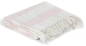 vidaXL Ριχτάρι Ριγέ Ροζ Παστέλ 125 x 150 εκ. Βαμβακερό