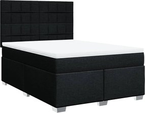 vidaXL Κρεβάτι Boxspring με Στρώμα Μαύρο 140x190 εκ. Υφασμάτινο