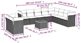 vidaXL Σαλόνι Κήπου Σετ 11 Τεμαχίων Μαύρο Συνθετικό Ρατάν με Μαξιλάρια