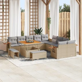vidaXL Σετ Καναπέ Κήπου 13 pcs Μπεζ συνθετικό ρατάν