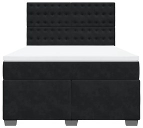 vidaXL Κρεβάτι Boxspring με Στρώμα Μαύρο 140x200 εκ. Βελούδινο