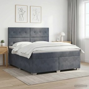 vidaXL Κρεβάτι box spring με στρώμα Σκούρο Γκρι 140 x 200 cm Βελούδο