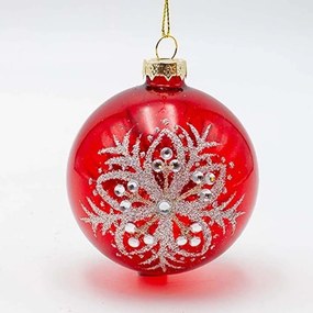 Χριστουγεννιάτικες Μπάλες Λουλούδι (Σετ 4Τμχ) 600-46771 8cm Red-Silver