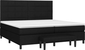 vidaXL Κρεβάτι Boxspring με Στρώμα Μαύρο 200x200 εκ. Υφασμάτινο