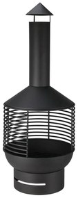 Τζάκι εξωτερικού χώρου με καμινάδα, βάση και διαστάσεις 41.8x41.8x105cm  - Μαύρο