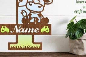 Σετ των 2 Intra απο ξύλο plywood 3mm-4mm πάχος - Μονόγραμμα κεφαλαίου αγελάδας Γράμμα I Αποκοπή Δίασταση 30x20 cm INTRAFABR-74483693