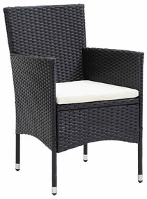 vidaXL Σέτ φαγητού για κήπο με μαξιλάρι 7 pcs Μαύρο Πολυ ράταν